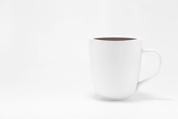 Dark Rich Morning Coffee in White Cup on White Background to Start the Day Off Right