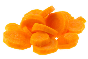 Fototapeta na wymiar slices of carrots isolated on a white background