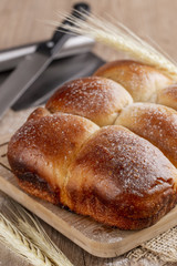 Brazilian Homemade bread on top of a wooden countertop