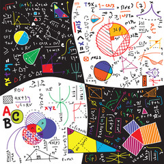 Physical formulas and phenomenon. hand-drawn illustration. science board with math. physics education at school - obrazy, fototapety, plakaty
