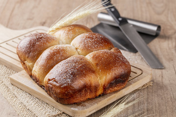 Brazilian Homemade bread on top of a wooden countertop