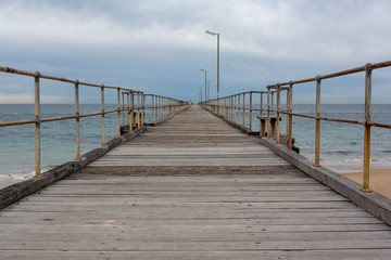 Obraz premium The Port Noarlunga Jetty with no people in South Australia on 23rd August 2018