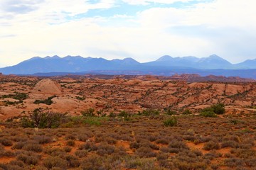 Beautiful landscape in natural colors at Arches National Park in Utah, USA