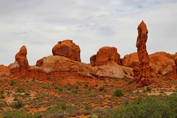 Beautiful rock pedestals in Arches National Park, Utah.