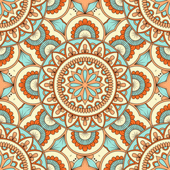 Hand drawn ornamental seamless pattern. Vector Illustration