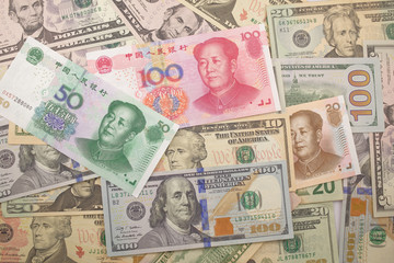 Background of chinese and USA bank notes