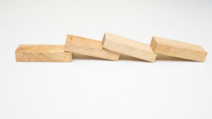 wooden block Line up on white background