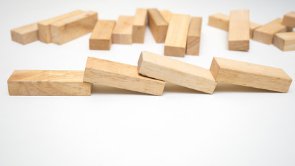 wooden block Line up on white background
