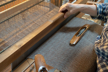 Weaving work woven shawl.