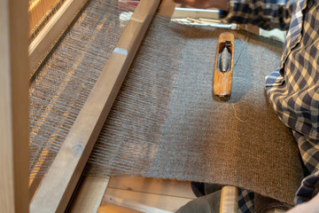 Weaving work woven shawl.