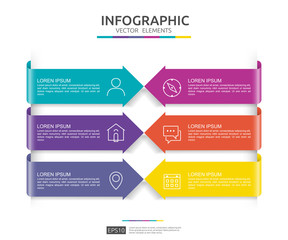 6 steps infographic. timeline design template with 3D paper label. Business concept with options. For content, diagram, flowchart, steps, parts, workflow layout, chart.