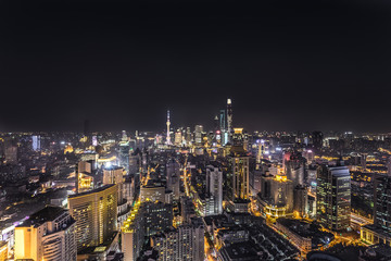 Cityscape and skyline in Shanghai at night	