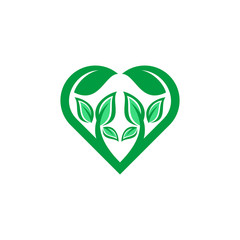 heart eco leaf logo template vector illustration