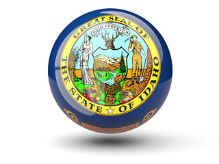 3D ball icon with flag of idaho. United states local flags