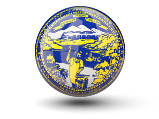 3D ball icon with flag of nebraska. United states local flags