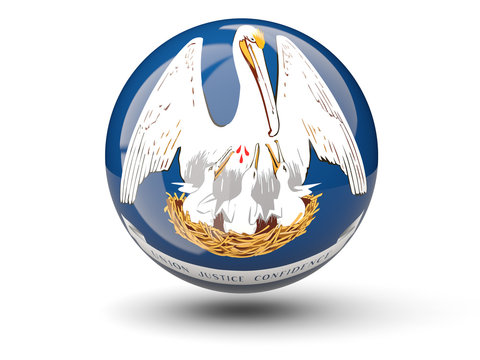 3D ball icon with flag of louisiana. United states local flags