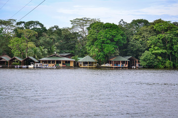 Fototapeta na wymiar houses on the river bank