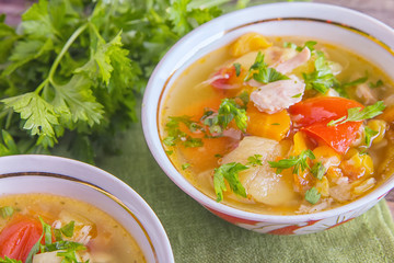 Shurpa is a traditional soup of Central Asian cuisine.