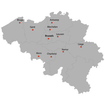 detailed map of the Belgium