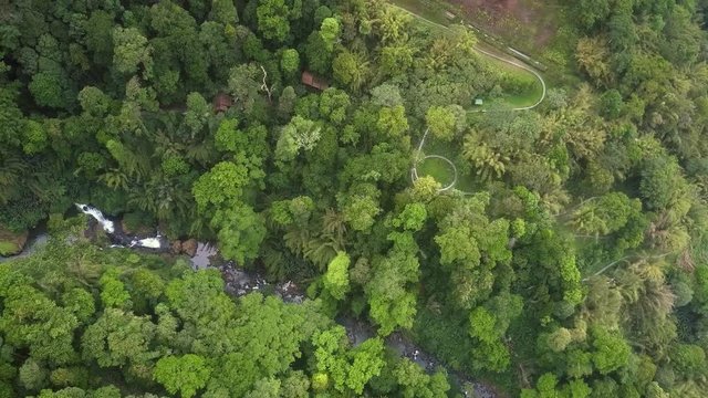 high aerial view highland with gorge in jungle 