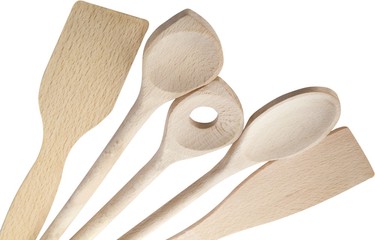 Wooden kitchen spoons and spatulas
