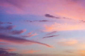 Colorful twilight sky after sunset with dramatic cloud.