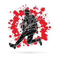 Musician playing electric guitar, Music band graphic vector.