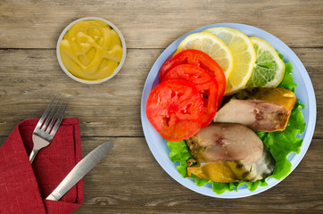 smoked mackerel on a plate