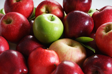 Fresh red and green apples