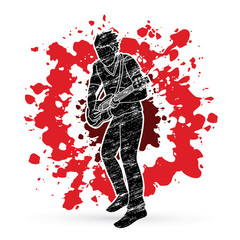 Musician playing electric guitar, Music band graphic vector