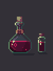  Flasks with potions. Pixel art 