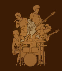Musician playing music together, Music band graphic vector