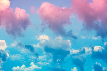 Colorful cloudy sky at sunset. Gradient color