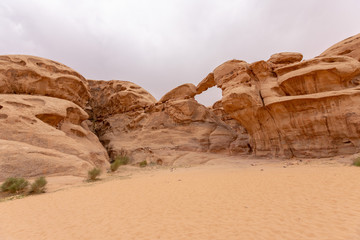 Rock bridge in Wadi Rum desert, Jordan