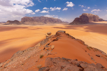 Dunes of red sand in Wadi Ruma desert, Jordan