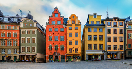 The famous Stortorget square in the heart of Old Town Gamla Stan in Stockholm, Sweden