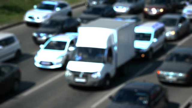 Car traffic jam on the highway 