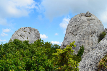 Fototapeta premium Crimea, the temple of the Sun on the mountain Ilyas Kaya, near the Bay of Laspi. Mysticism place of power