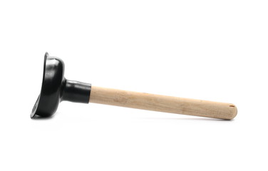 Black rubber plunger isolated on white background