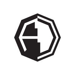 two letter FJ octagon negative space logo