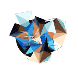 Vector 3d triangle abstract background, polygonal geometric design