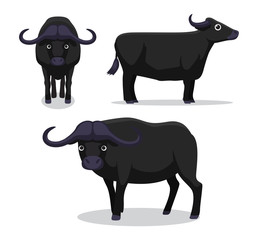 Cute Buffalo Cartoon Vector Illustration