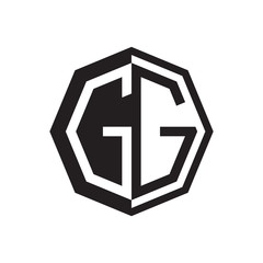 two letter GG octagon negative space logo