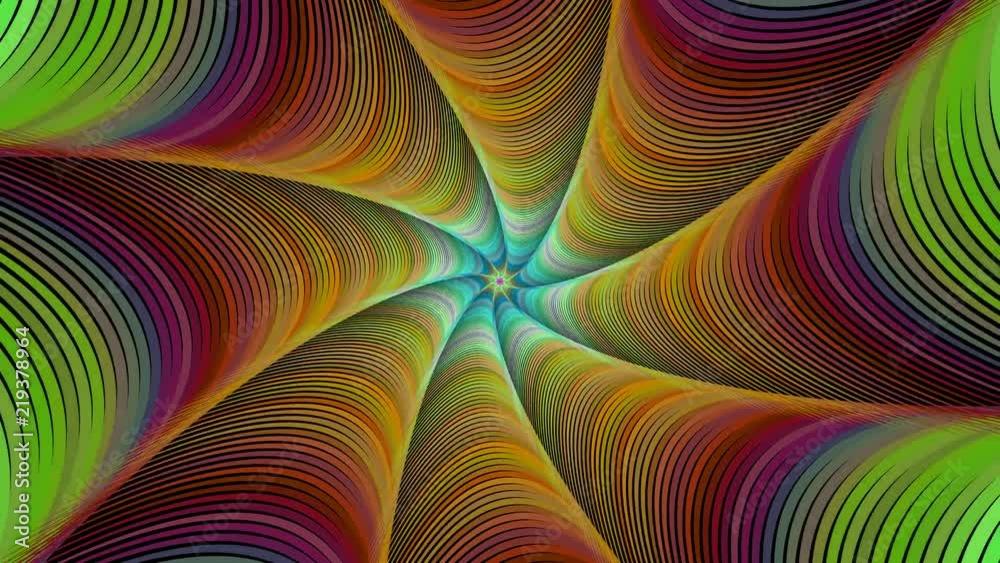 Poster rotating colorful twisted stripes - abstract background - seamless loop animation