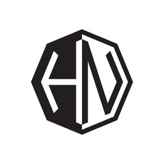 two letter HN octagon negative space logo