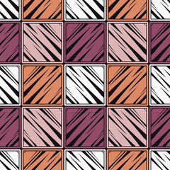 Seamless abstract geometric pattern. Mosaic texture. Brushwork. Hand hatching. Scribble texture. Textile rapport.