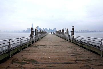 Pier on Ellis Island with New York View