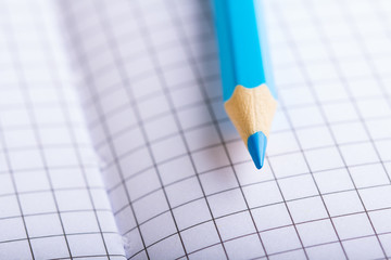 blue pencil notebook  close-up
