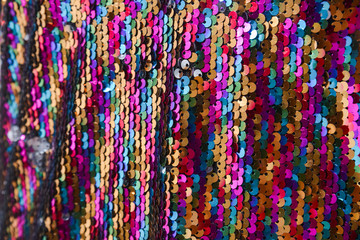 Texture of color pearlescent sequins, macro photo