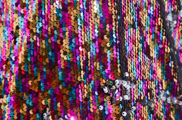 Texture of color pearlescent sequins, macro photo